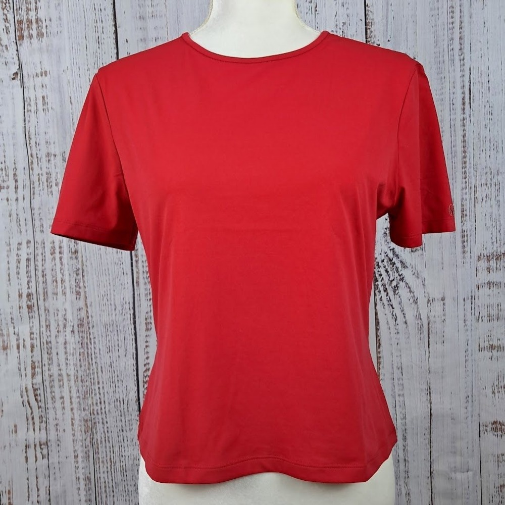 St John Sport Essentials Marie Gray S Red Short Sleeve T-Shirt Stretch Cotton